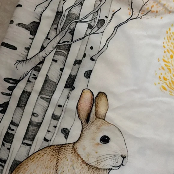 Rabbit and Birch Tree Print Pillow Cover - Picture 4 of 5